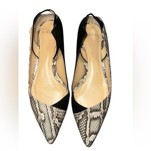 Alexandre Birman Vicky Slingback Flats, Size 6, Snakeskin and Suede
